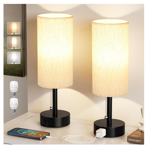 Set of 2 Bedside Table Lamps