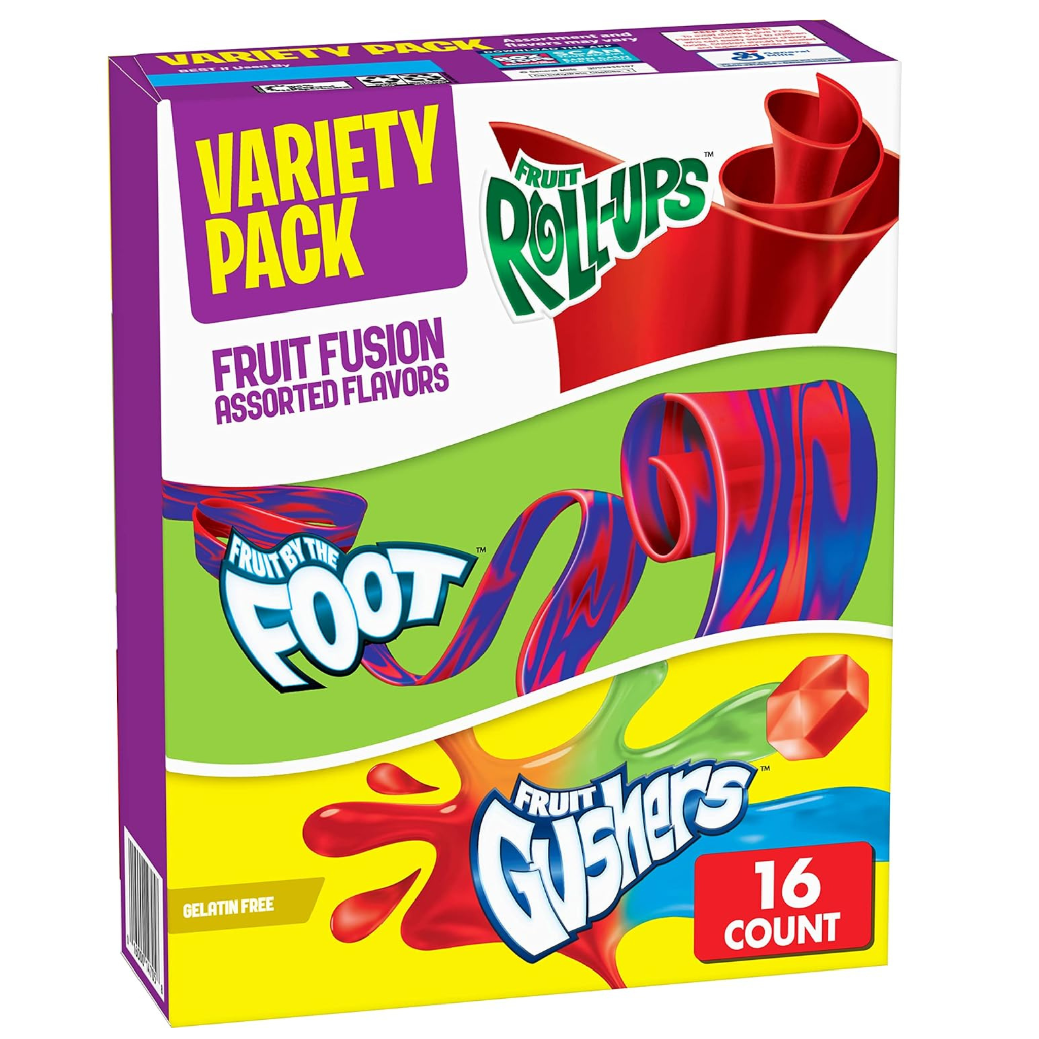 96 Fruit Roll-Ups, Fruit By The Foot, And Gushers Variety Pack