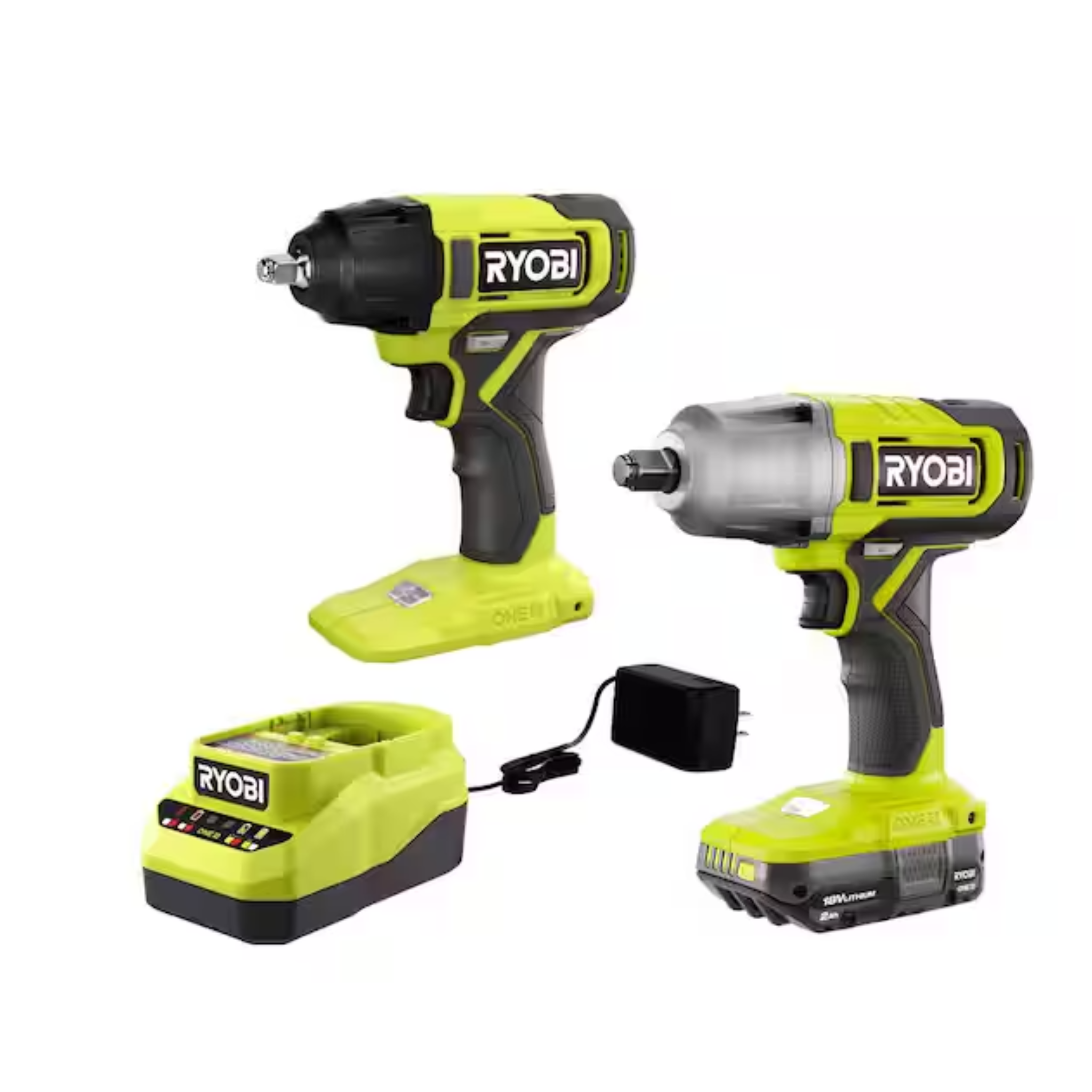 RYOBI ONE+ 18V Combo Kit w/ 1/2" + 3/8" Impact Wrench, 2.0Ah Battery, & Charger
