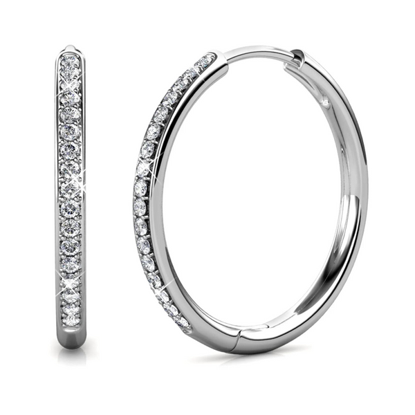 Cate & Chloe Bianca 18k White Gold Plated Silver Hoop Earrings (3 Colors)