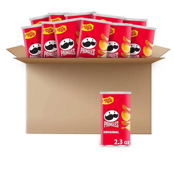 Pringles Potato Crisps Chips, Grab N’ Go, Original (12 Cans)