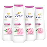 Dove Body Wash, 4 Count 20 Oz Bottles (Cherry & Chia Milk or Peony and Rose Oil)