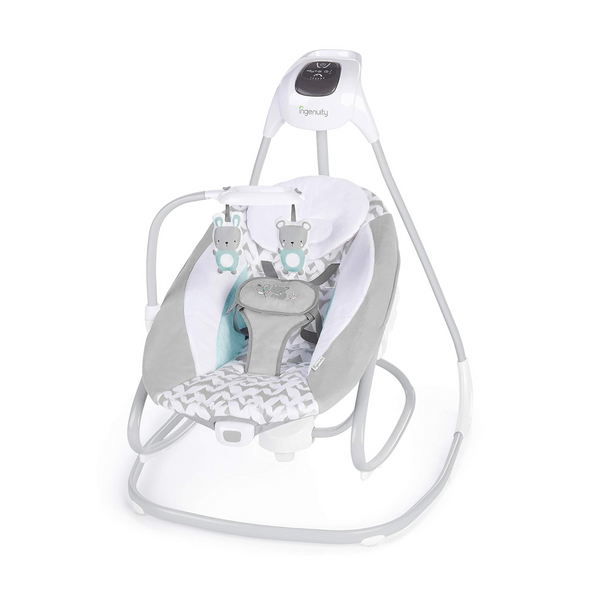 Ingenuity 2-in-1 SimpleComfort Lightweight Compact 6-Speed Multi-Direction Baby Swing & Rocker, Vibrations & Nature Sounds