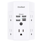 One Beat Wall Outlet Extender Surge Protector with 5-Outlets 4-USB Ports