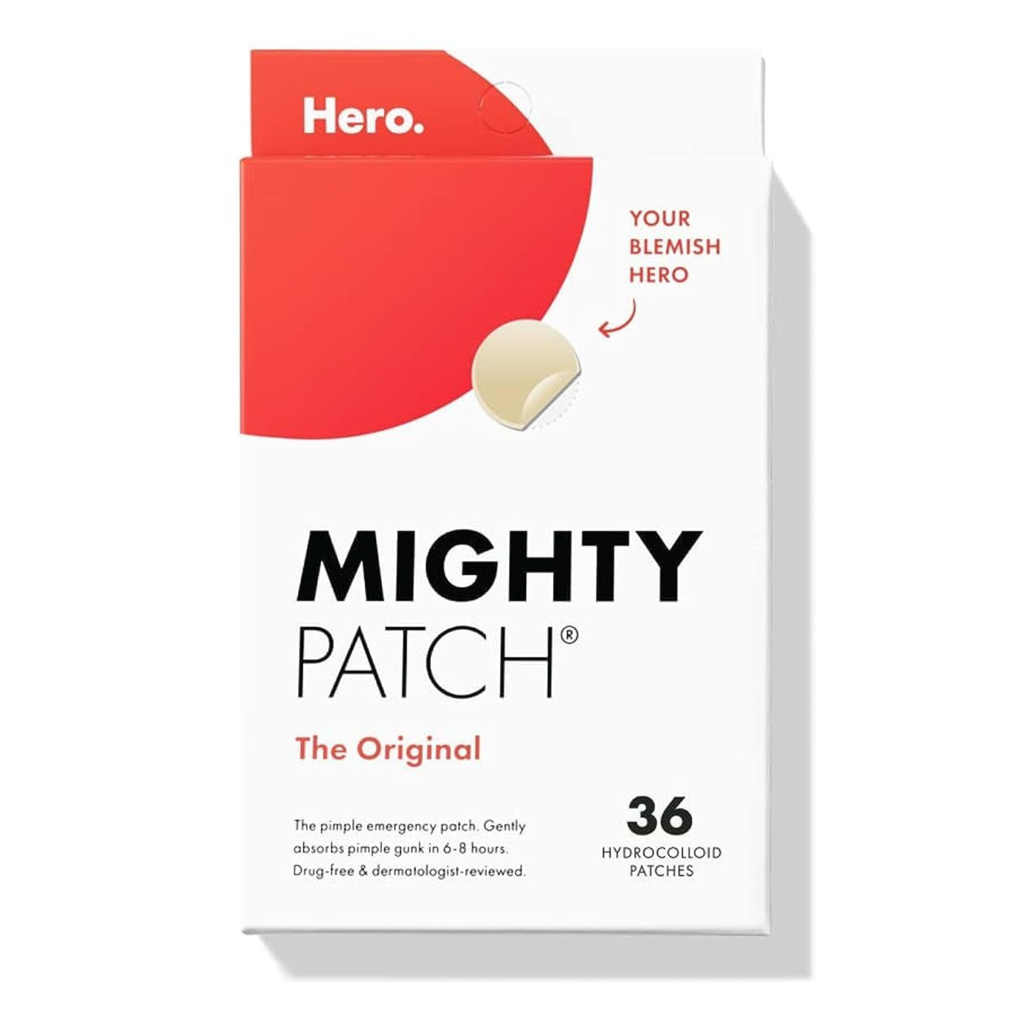 Hero Cosmetics Mighty Patch Original Patch – Hydrocolloid Acne Pimple Patch (36 Count)