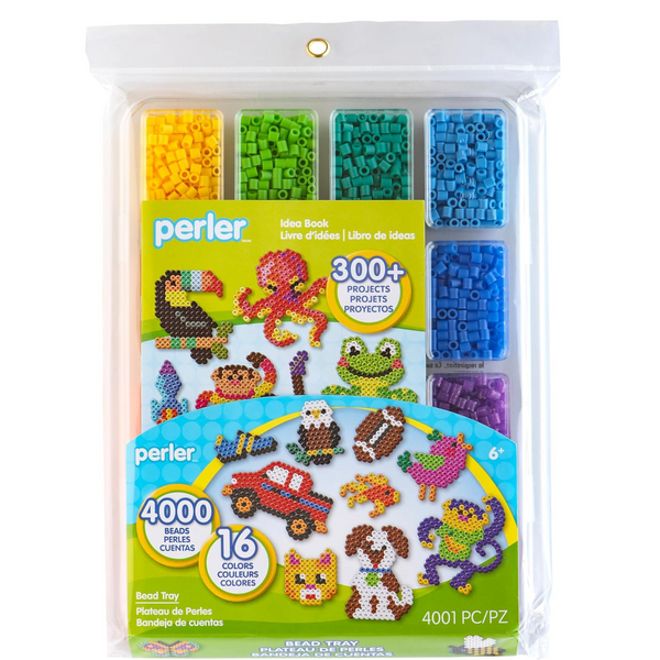 4001-Pcs Perler Assorted Fuse Beads Kit with Storage Tray and Pattern Book