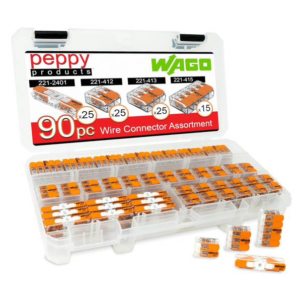 90-Pc WAGO 221 Lever-Nuts Compact Splicing Wire Connector Assortment w/ Inlines