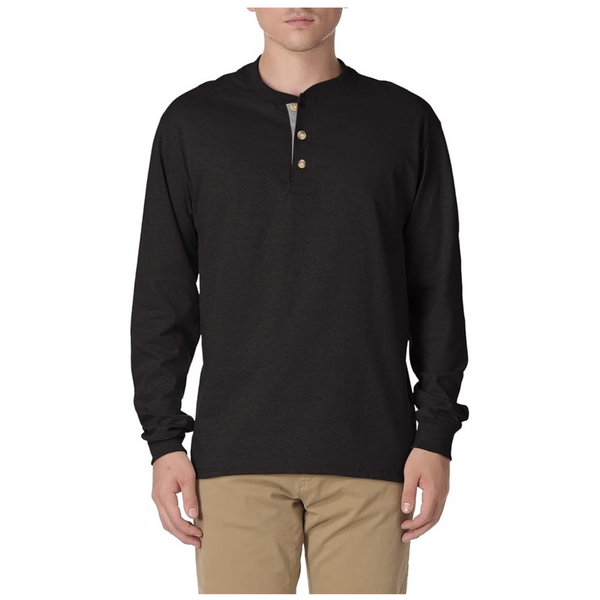 Hanes Men's 100% Cotton BeefyT Henley Long Sleeve T-Shirt