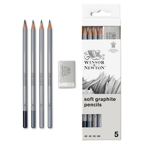 Set Of 5 Winsor & Newton Studio Collection Artist Graphite Pencils