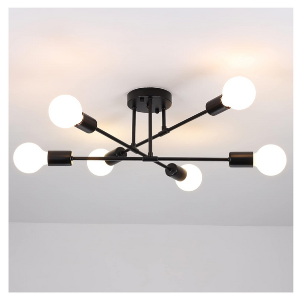 6-Light Mid Modern Century Ceiling Light Fixture