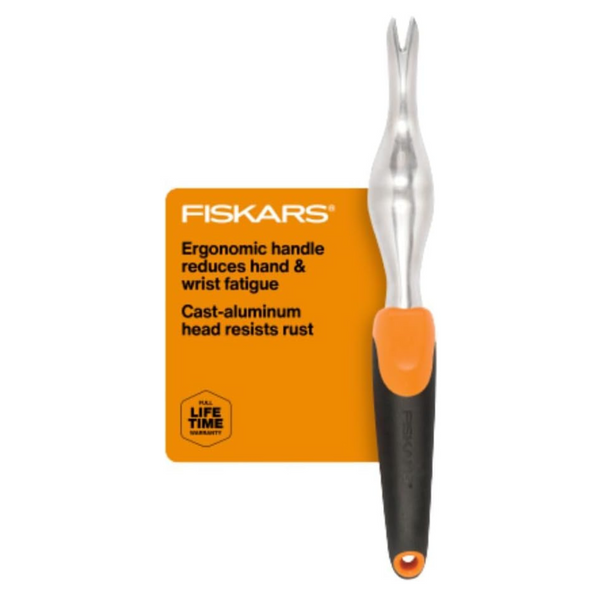 Fiskars Ergonomic Cast-Aluminum Garden Weeder Tool w/ SoftGrip