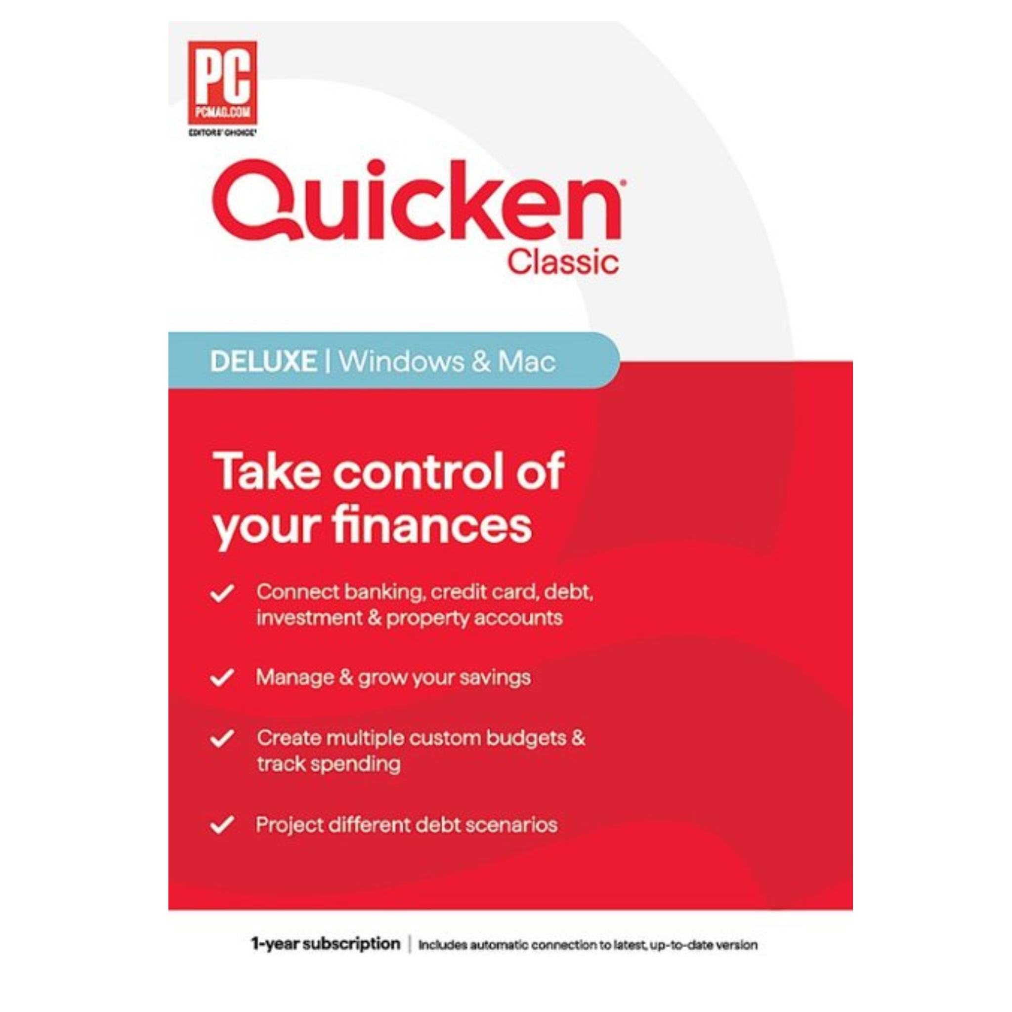 1-Year Quicken Classic Deluxe Finance Software Subscription