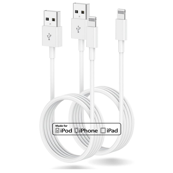 2-pack Apple MFi Certified 10-ft USB Charging Cable Cords for iPhone