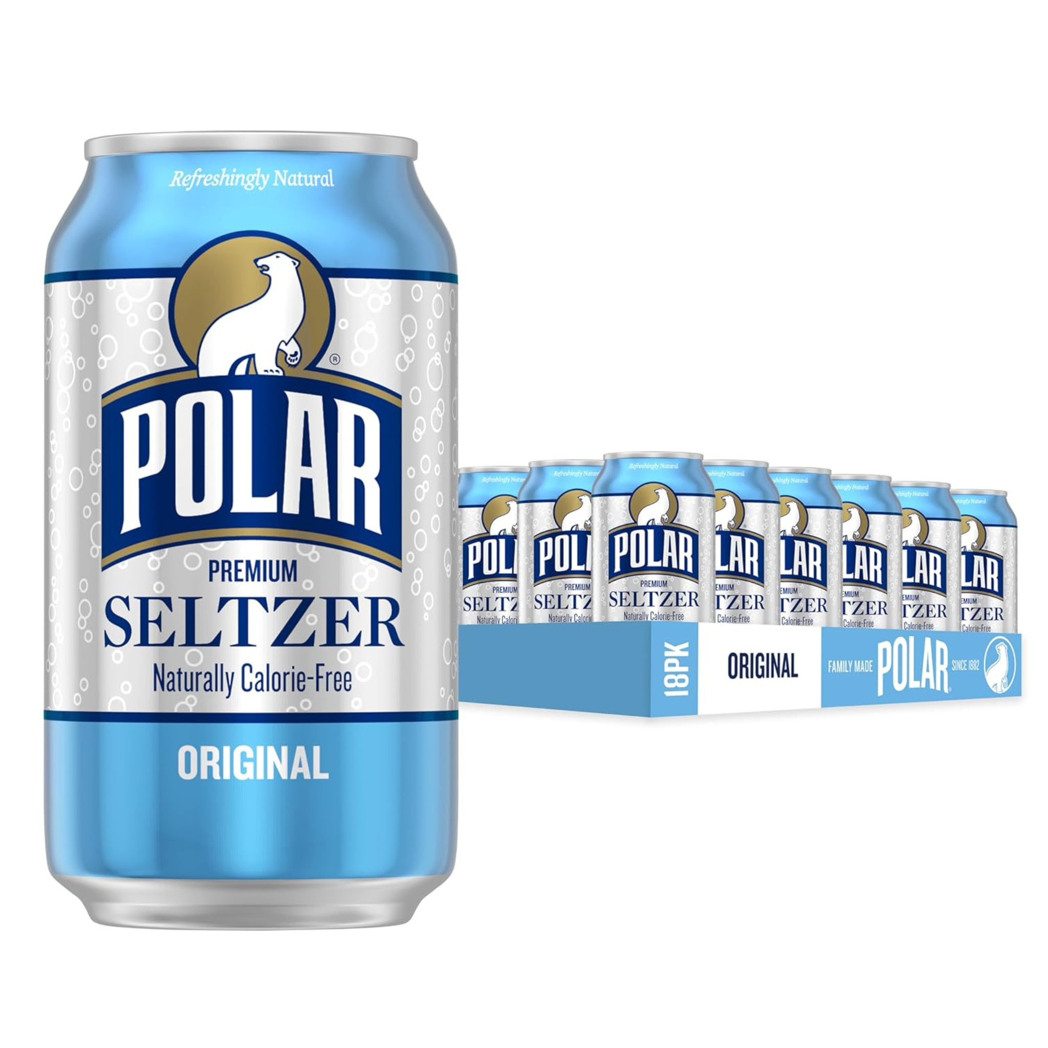Polar Seltzer Water Original, 12 fl oz cans, 18 pack
