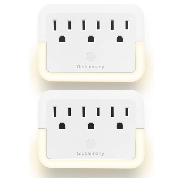 2-Pack Outlet Extender with Night Light