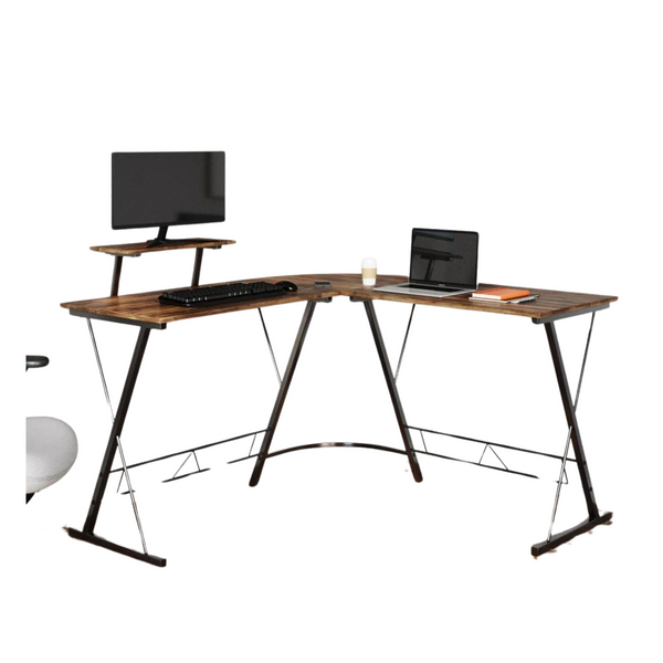 Lavish Home L-Shaped Modern Industrial Style Computer Desk