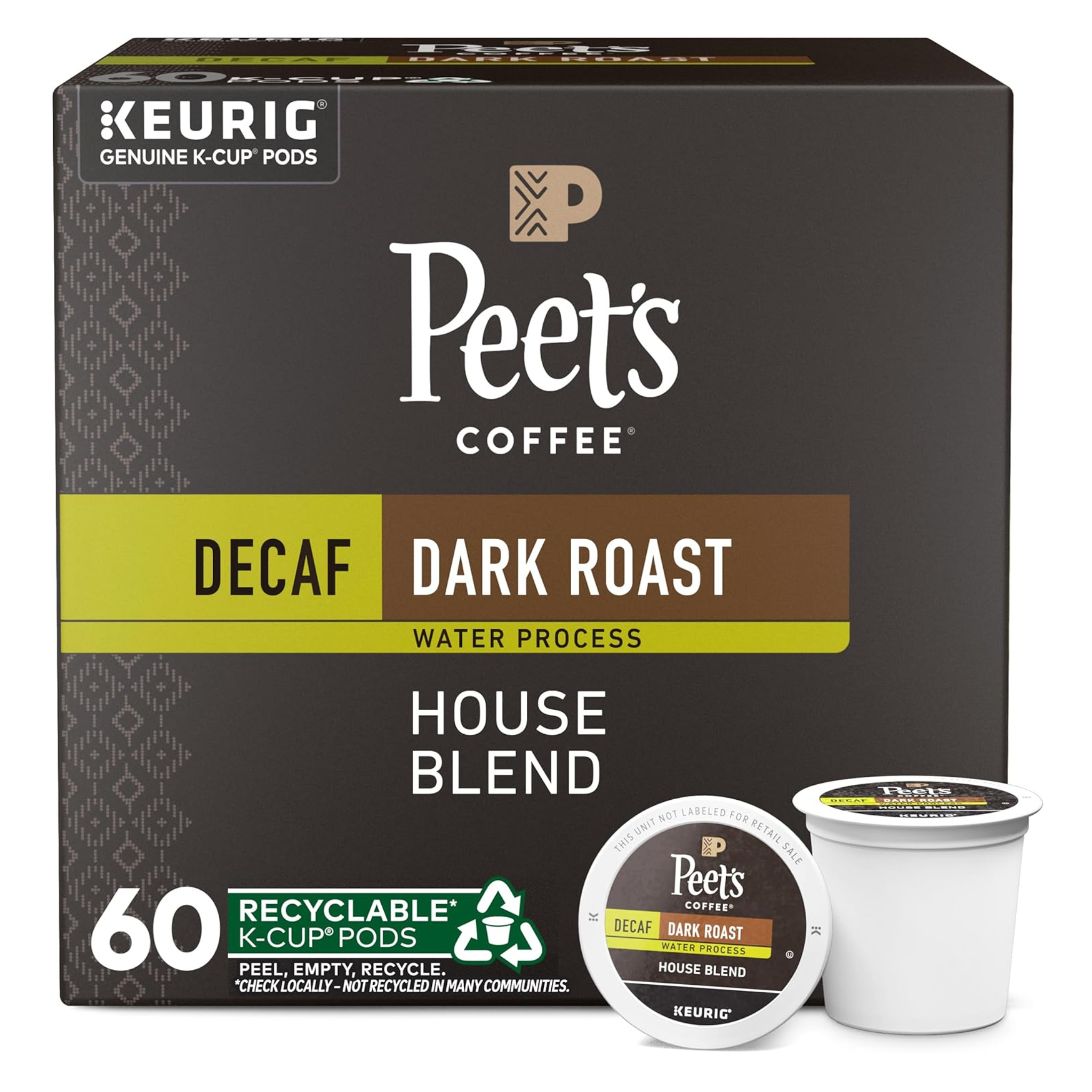 60-Ct Peet’s Coffee Dark Roast Decaffeinated Coffee K-Cup Pods