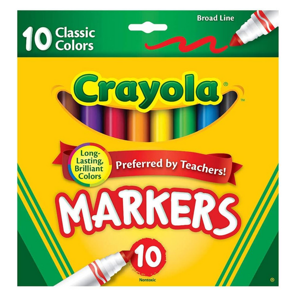 Crayola Broad Line Markers, Classic Colors, 10 Count