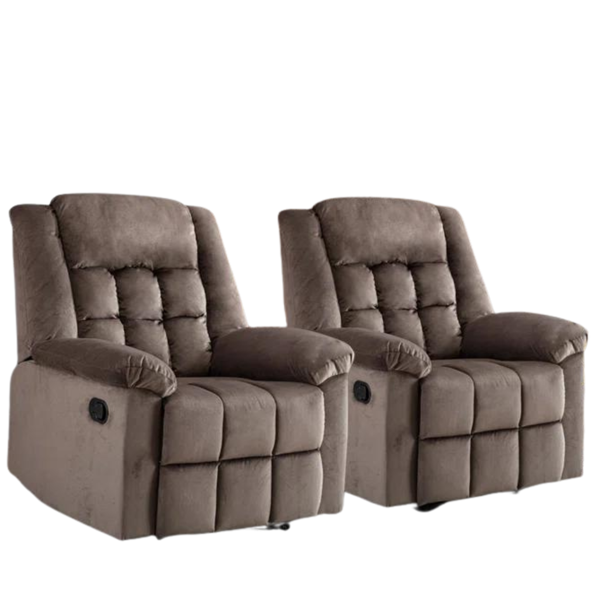 Set of 2 Marlia Upholstered Recliners (Grey or Brown)