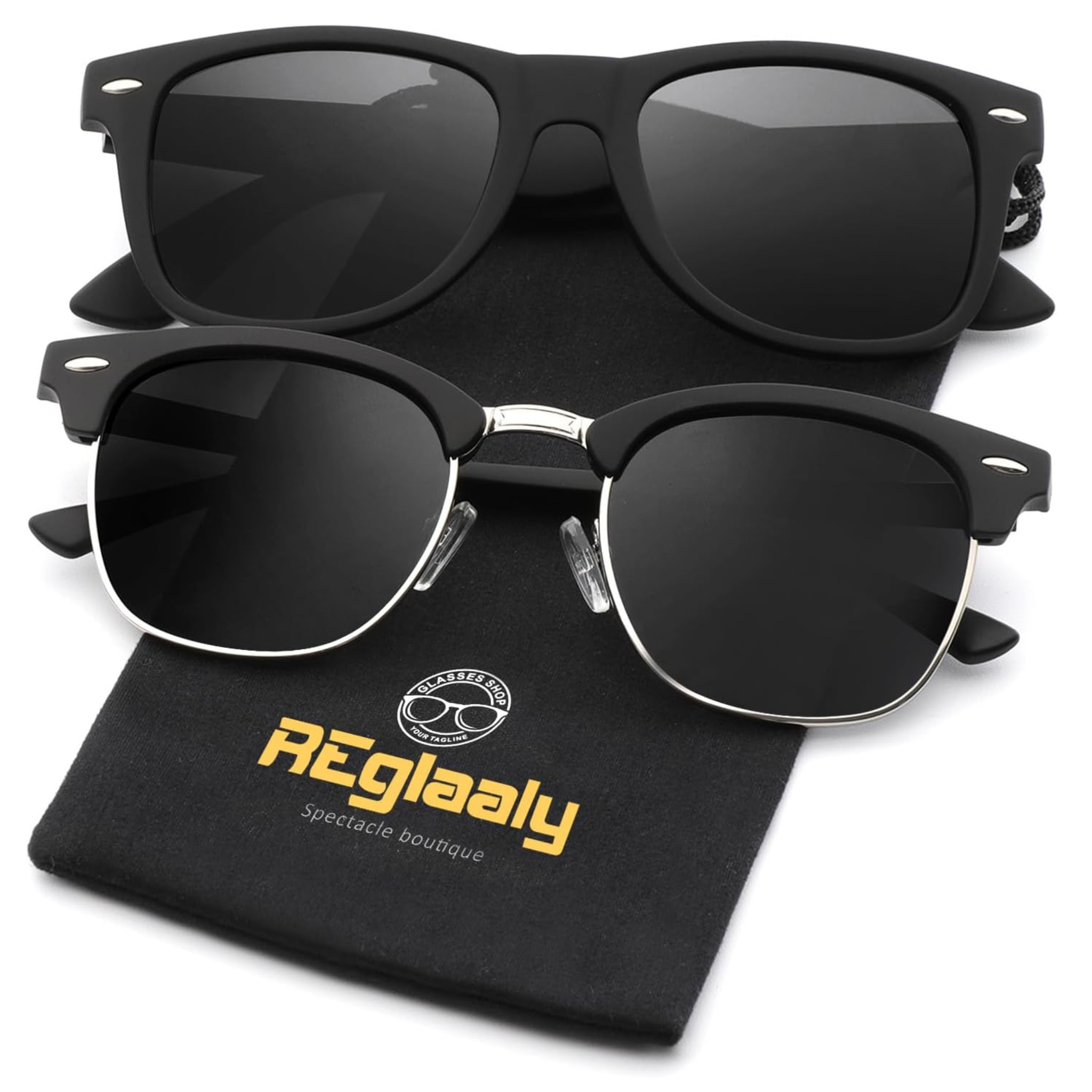 2-Pairs Reglaaly Unisex Polarized Sunglasses with UV Blocking Frame