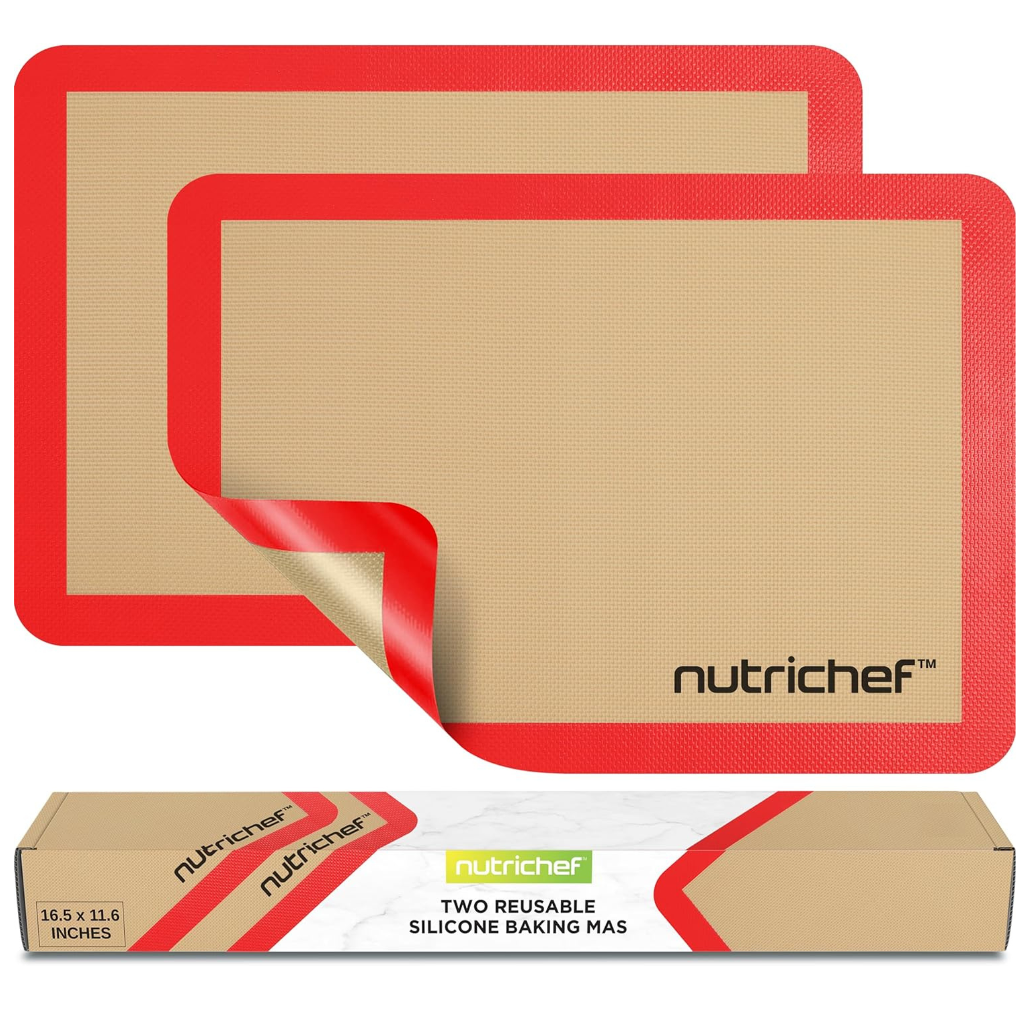 2-Count Nutrichef 16.5" x 11.6" Food-Grade Non-stick Silicone Baking Mats