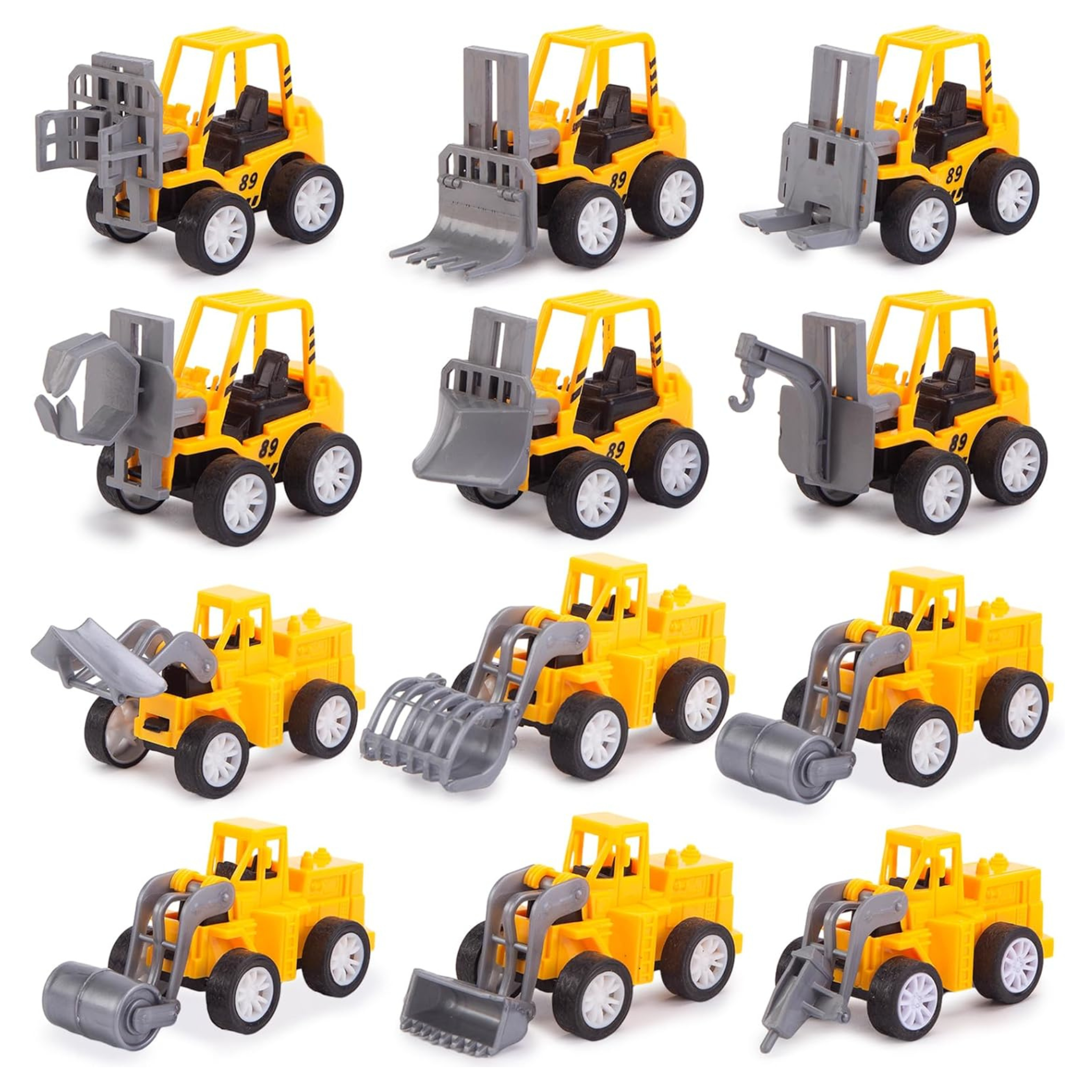 12 Pieces Mini Pull Back Construction Vehicles