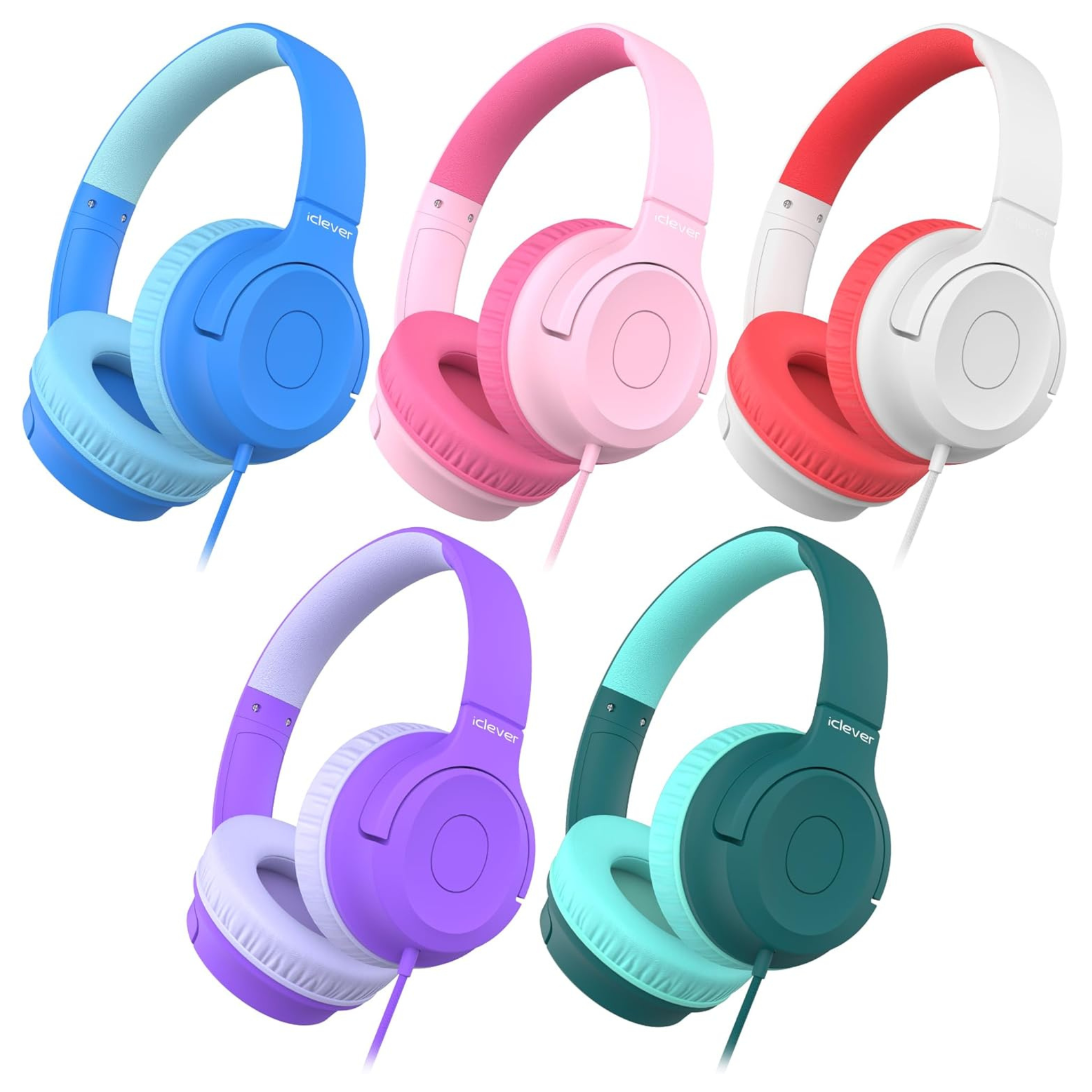 5-Pack iClever 85dBA Safe Volume Kids Headphones