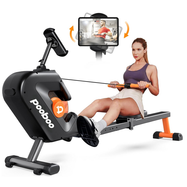Pooboo Max 350 LBS Magnetic Rowing Machine w/Tablet Holder