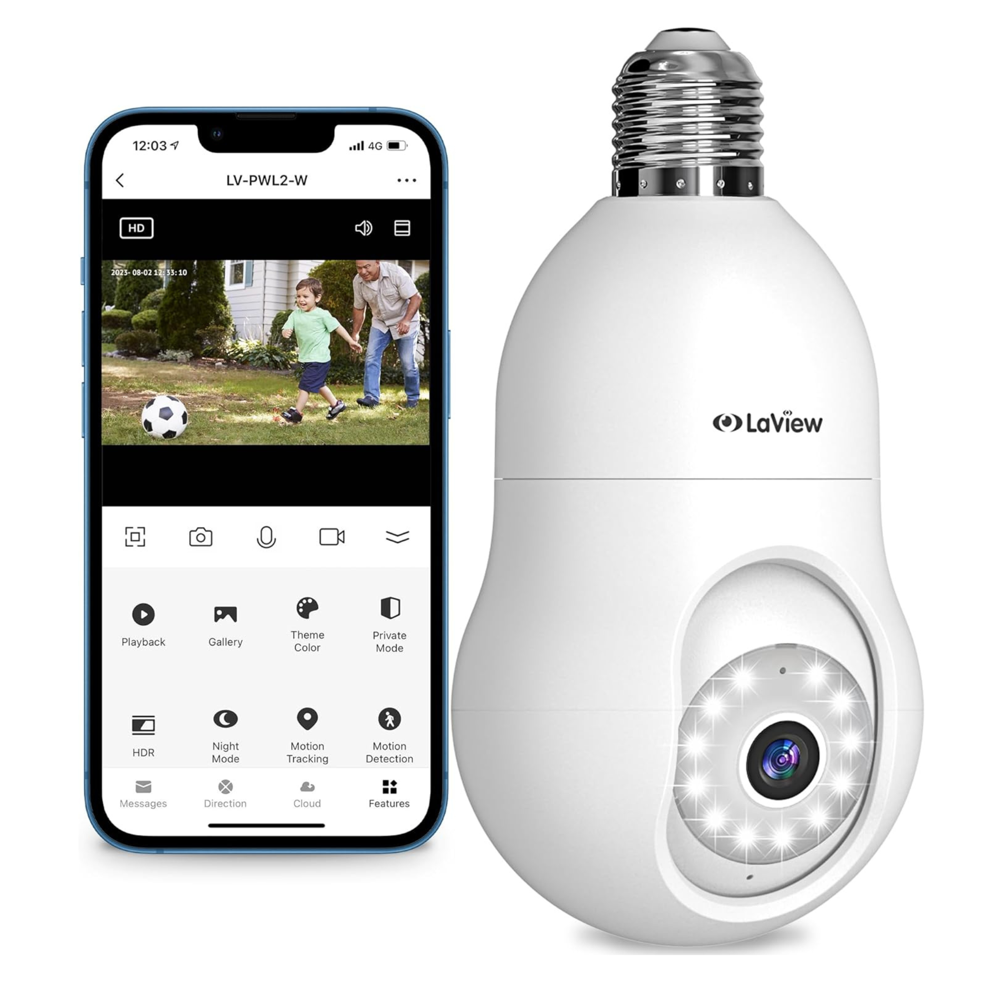 LaView L2 4MP 2K 360° Indoor / Outdoor Bulb Security Camera