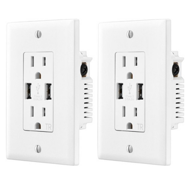2-Pack Insignia 2-Outlet In-Wall Outlet with 2 USB Ports