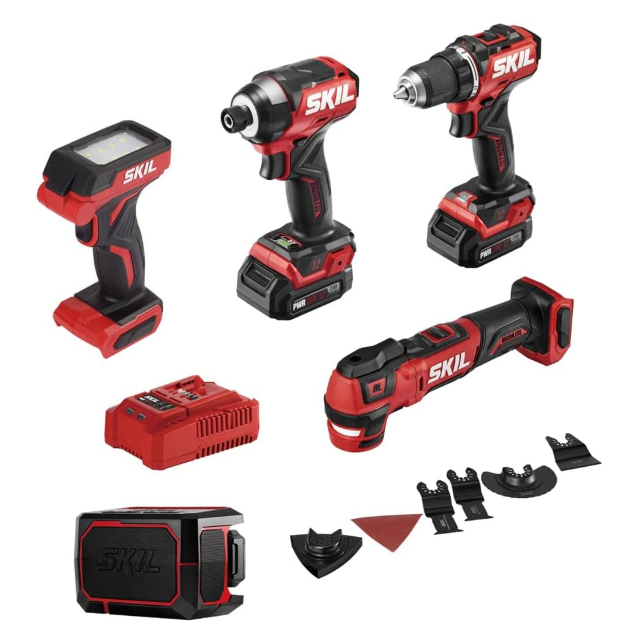 5-Tool SKIL PWR Core 12V Brushless Compact Kit w/ 2x 2Ah Batteries & Charger
