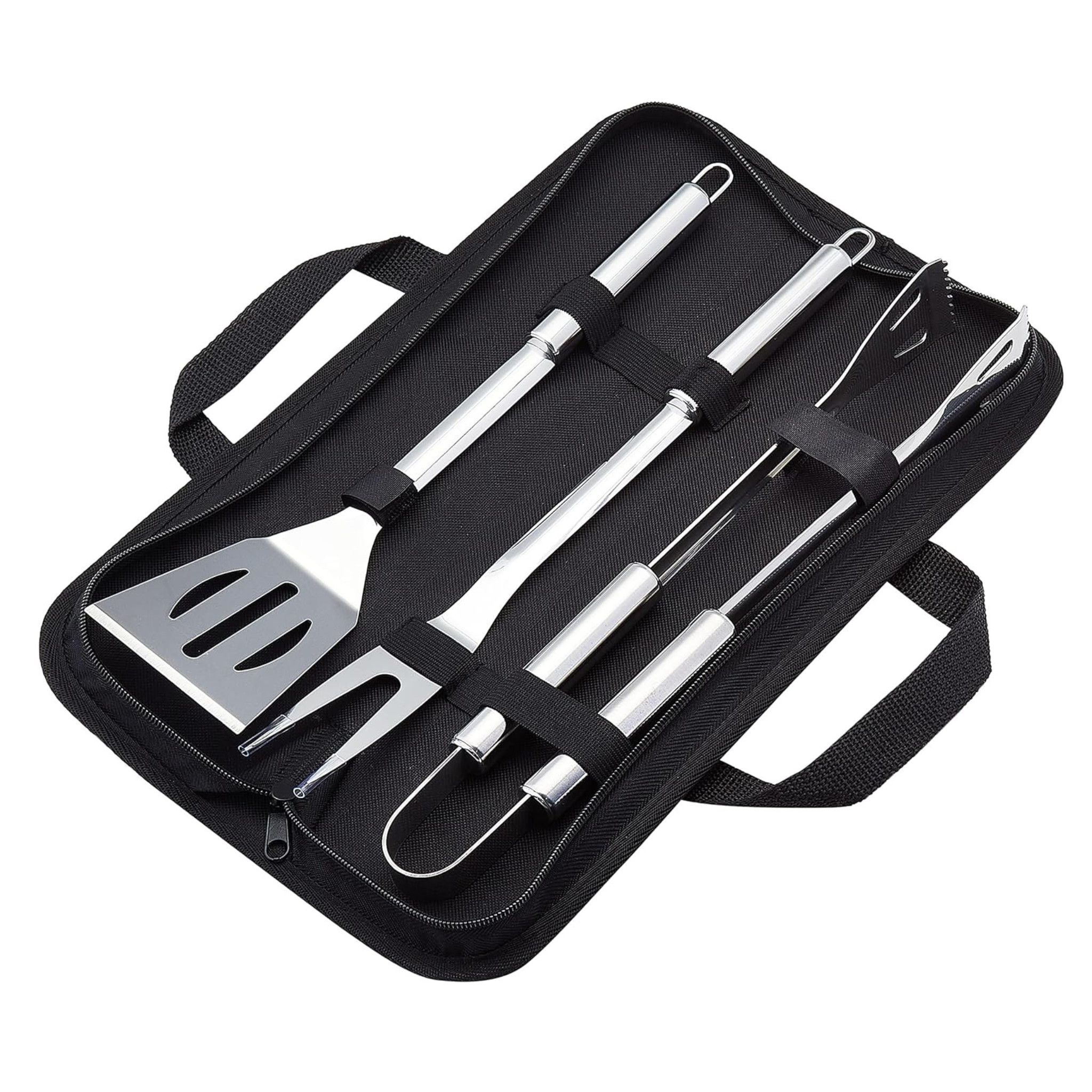 Amazon Basics 4-Piece Stainless Steel Barbeque Grilling Tool Set
