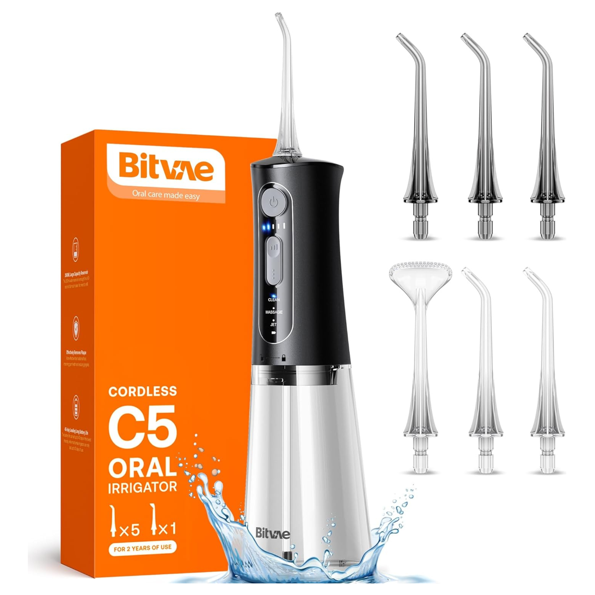 Bitvae C5 IPX7 Waterproof Rechargeable Water Dental Flosser for Teeth