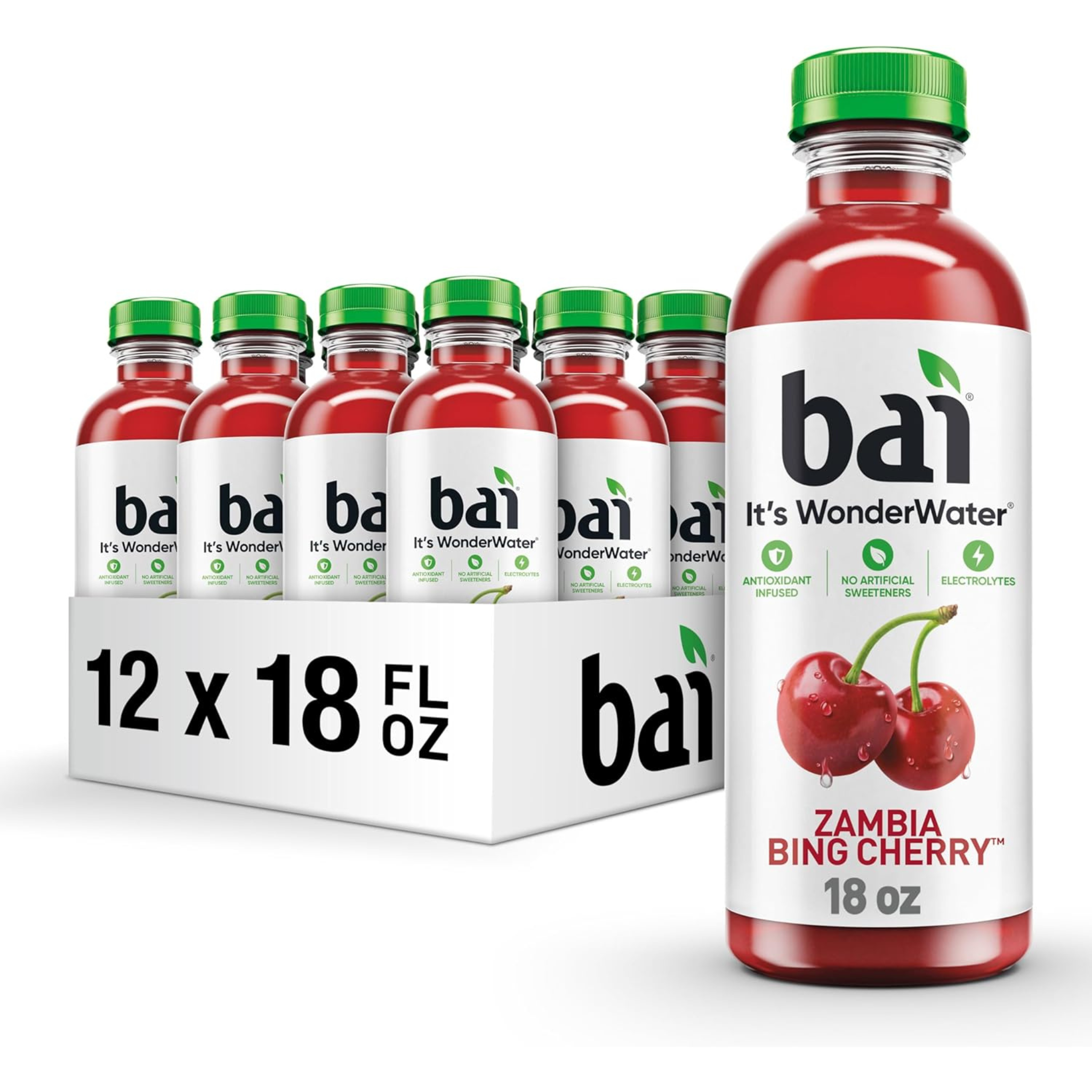 12 Bottles Of Bai Zambia Bing Cherry Antioxidant Infused Water Beverage
