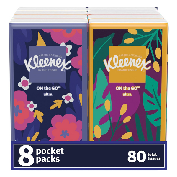 8-Pack 10-Count Kleenex Ultra On-The-Go Tissues