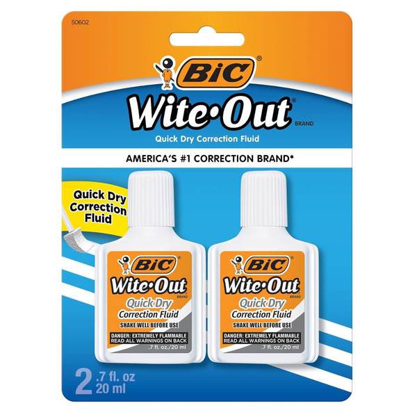 2 Pack Of BIC Wite-Out Quick Dry Correction Fluid