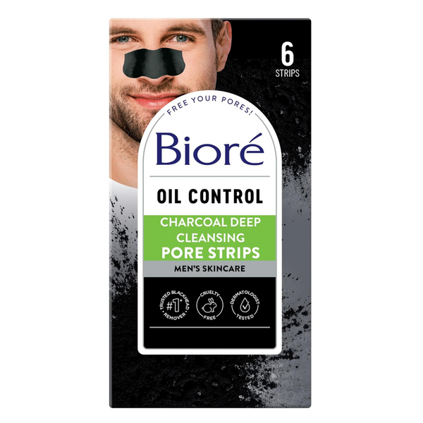 6-Count Bioré Men's Charcoal Oil Control Pore Strips for Blackhead Removal