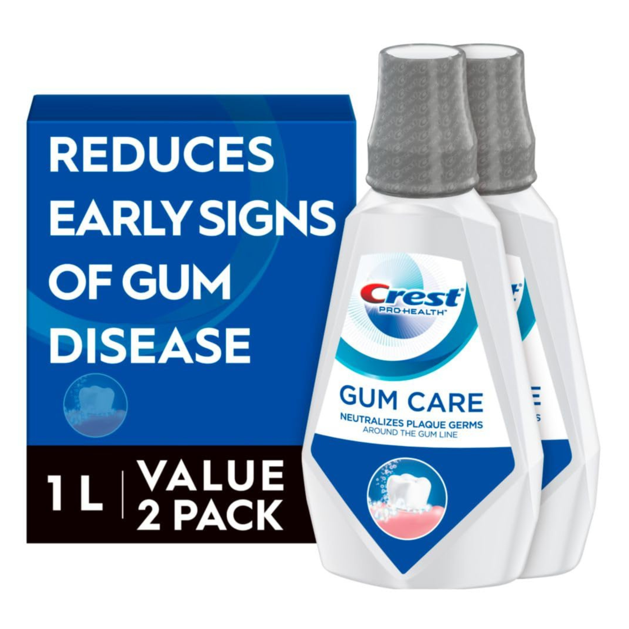 Crest Gum Care Mouthwash, Cool Wintergreen (33.8 fl oz, Pack of 2)