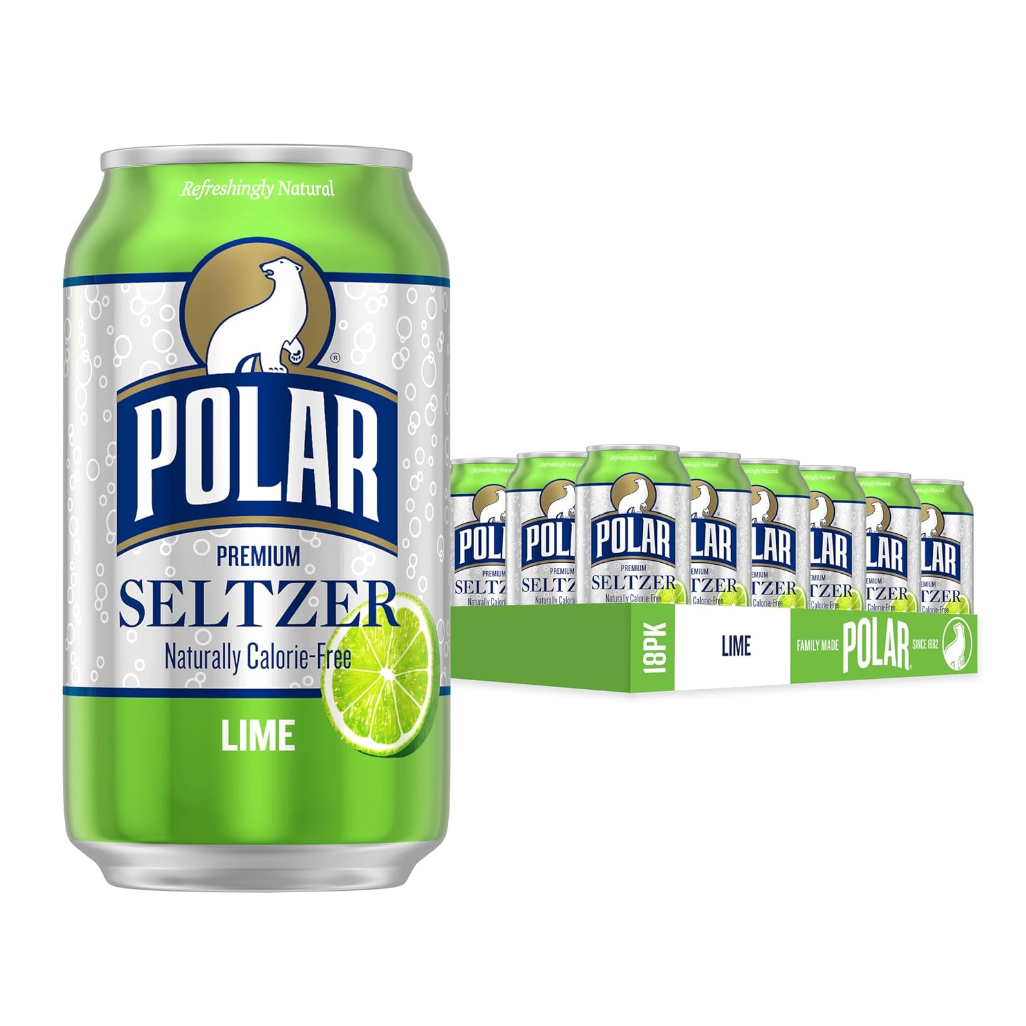 18 Cans of Polar Seltzer Water Lime