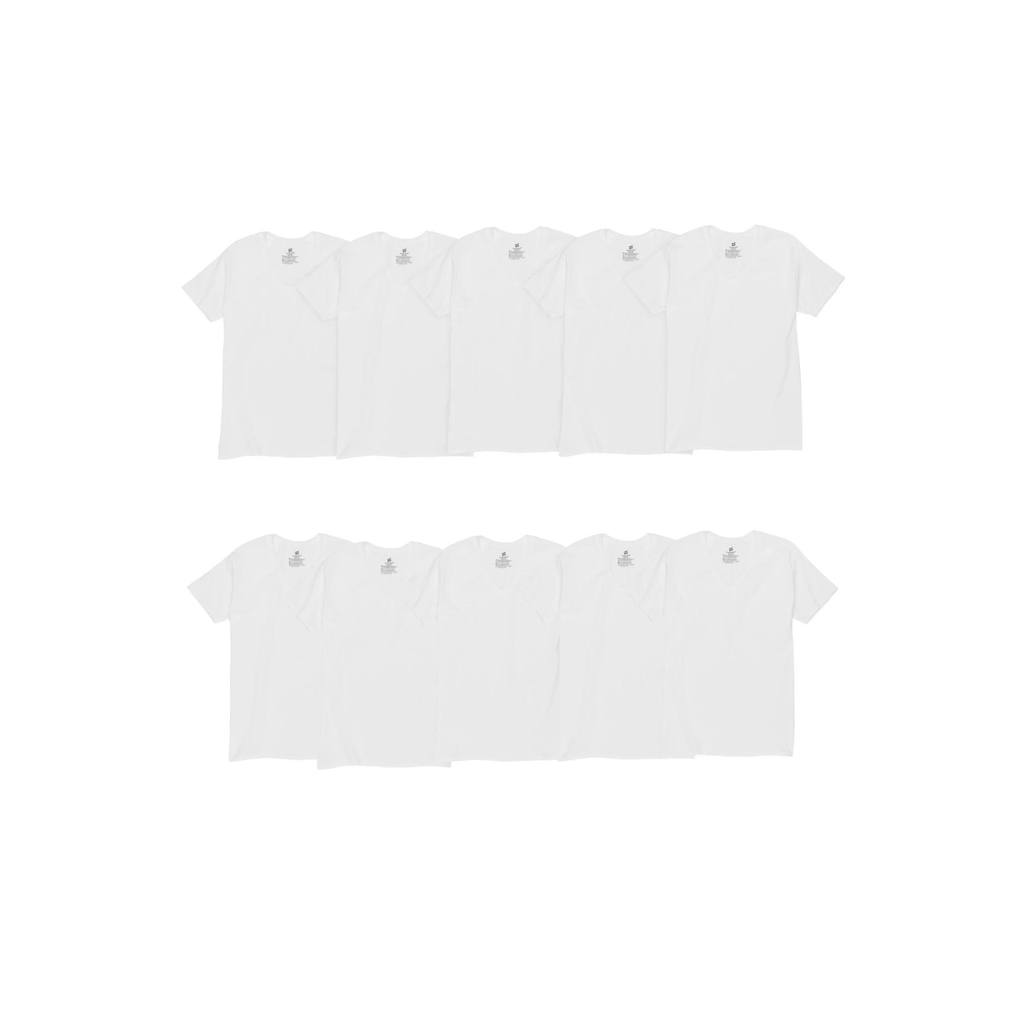 10-Pack Hanes Men's White V-Neck Undershirts