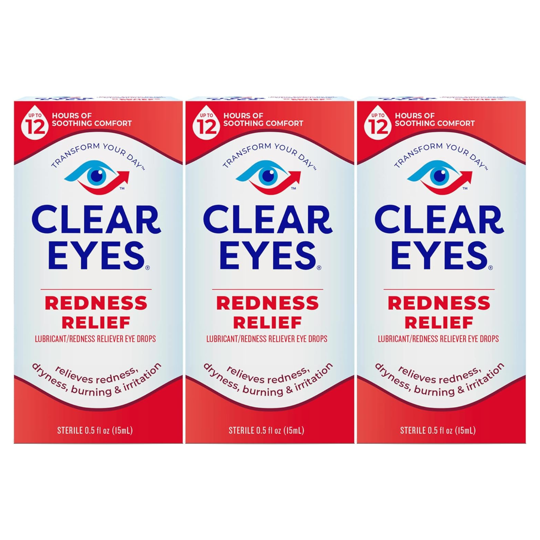 3-Pack Clear Eyes Redness Relief Eye Drops 0.5 Fl Oz
