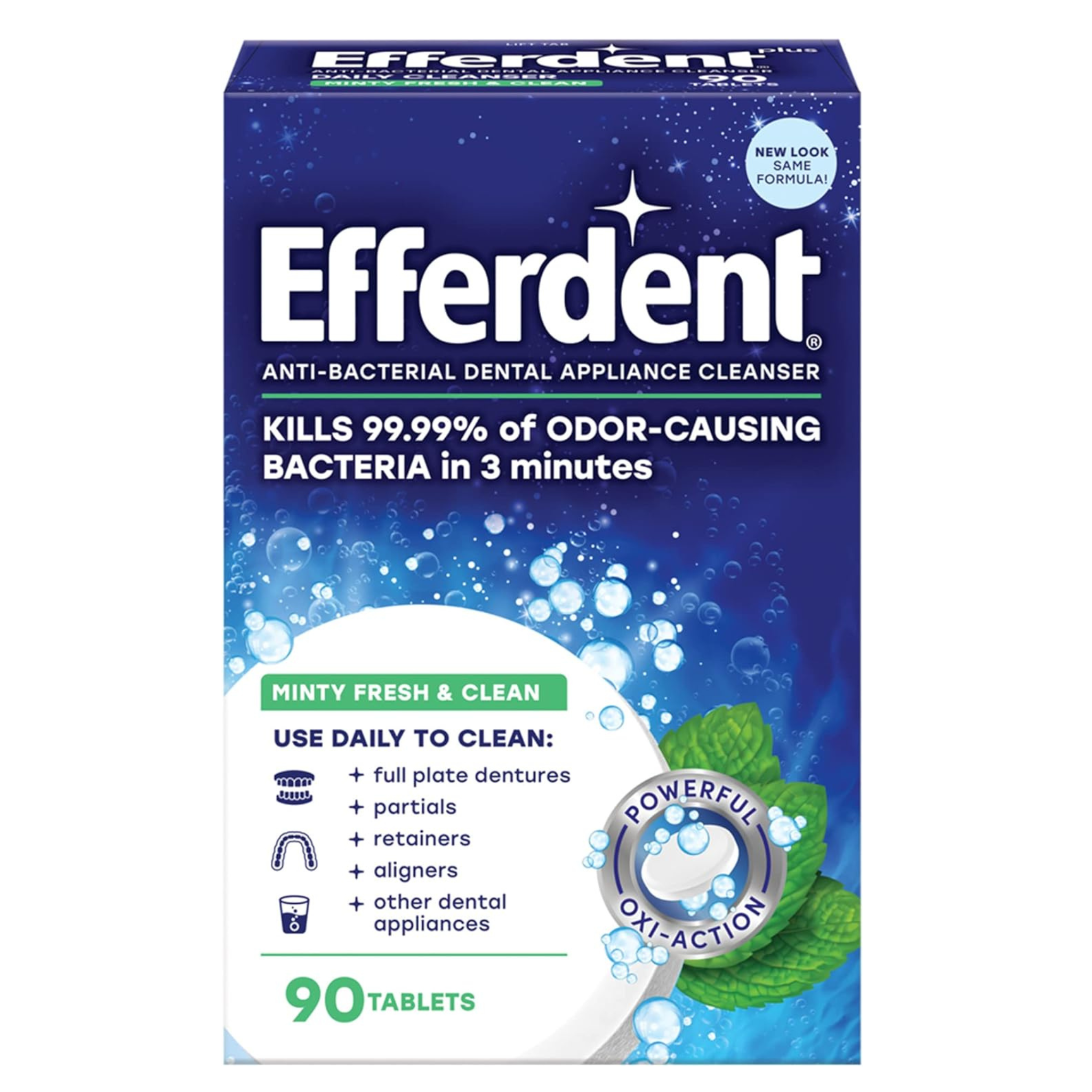 90-Ct Efferdent Anti-Bacterial Dental Appliance Cleaning Tablets