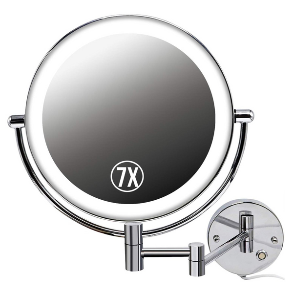Jolitac Wall Mounted LED 7X Magnification Round Makeup Mirror