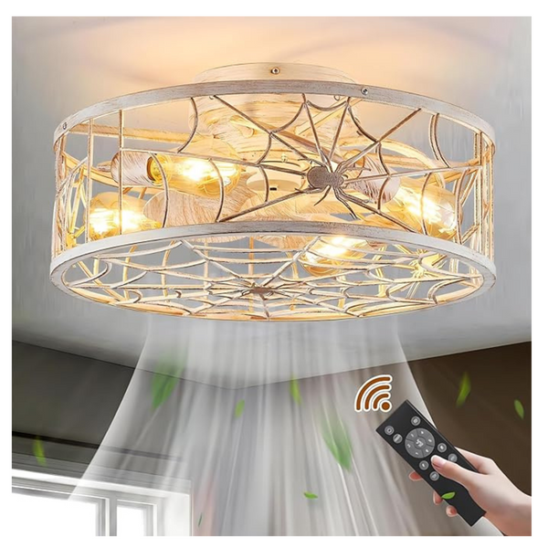 QTKMVA Caged Bladeless Ceiling Fans with Lights