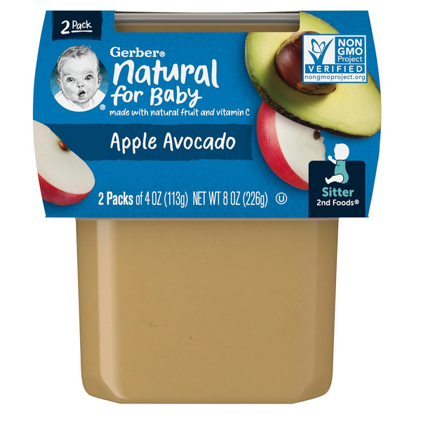 16 Tubs of Gerber 2nd Foods Apple Avocado Pureed Baby Food (4 Ounce Tubs)