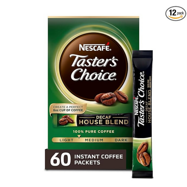 Nescafe Taster’s Choice Decaf Instant Coffee Packets (12 Packs, 60 Packets)