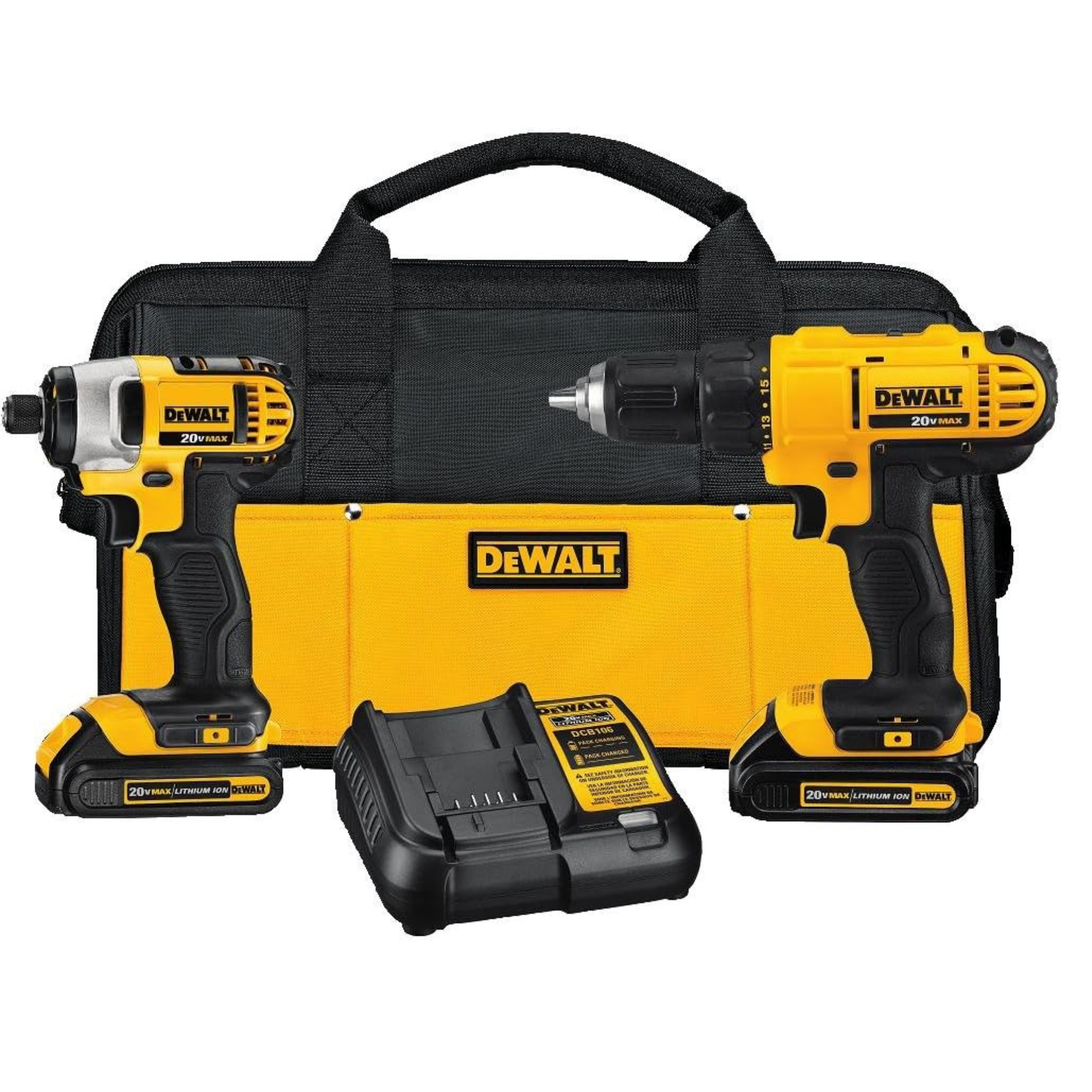 Dewalt 20V MAX Cordless Drill and Impact Driver with 2 Batteries and Charger