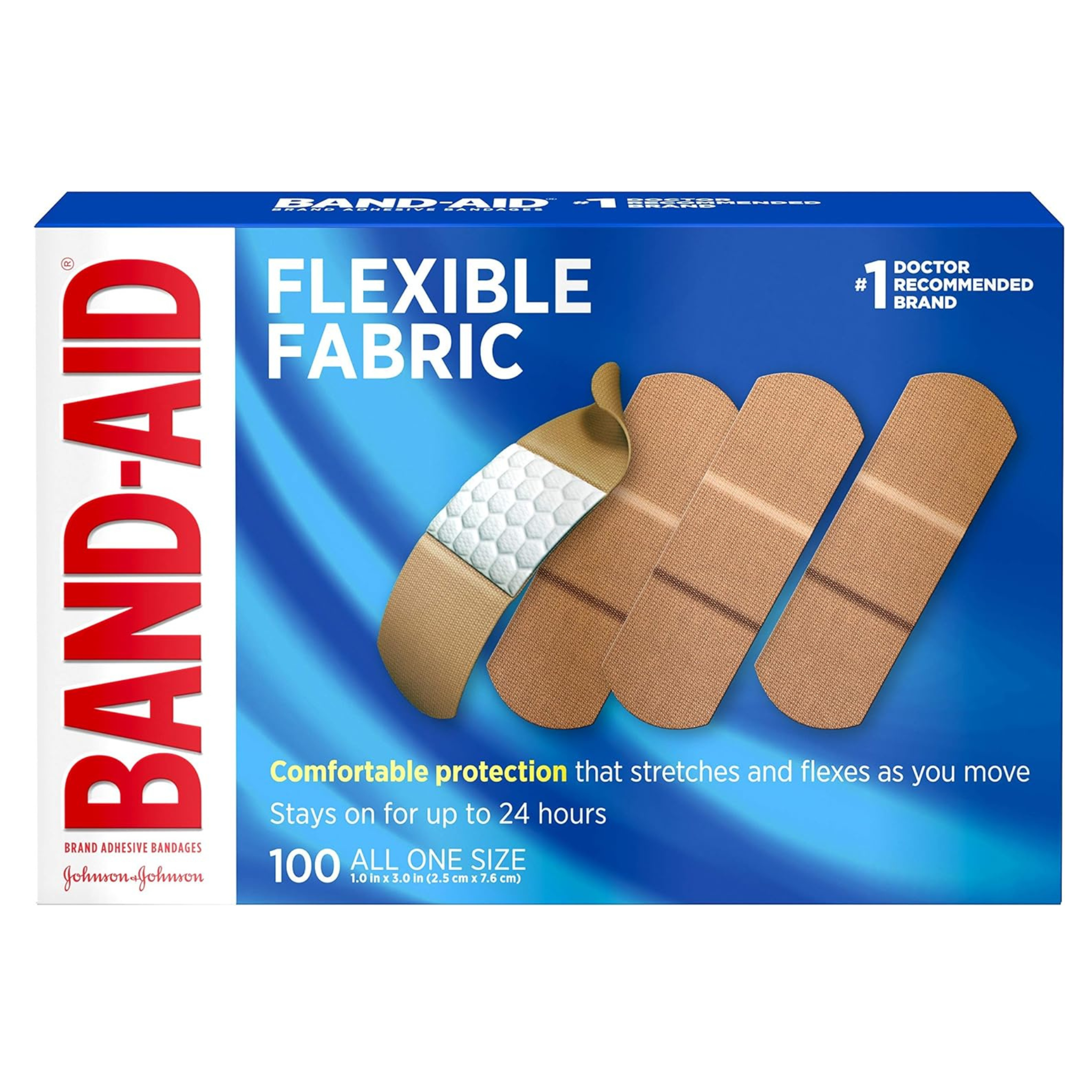 Band-Aid Flexible Fabric Adhesive Bandages, All One Size, 100 Count