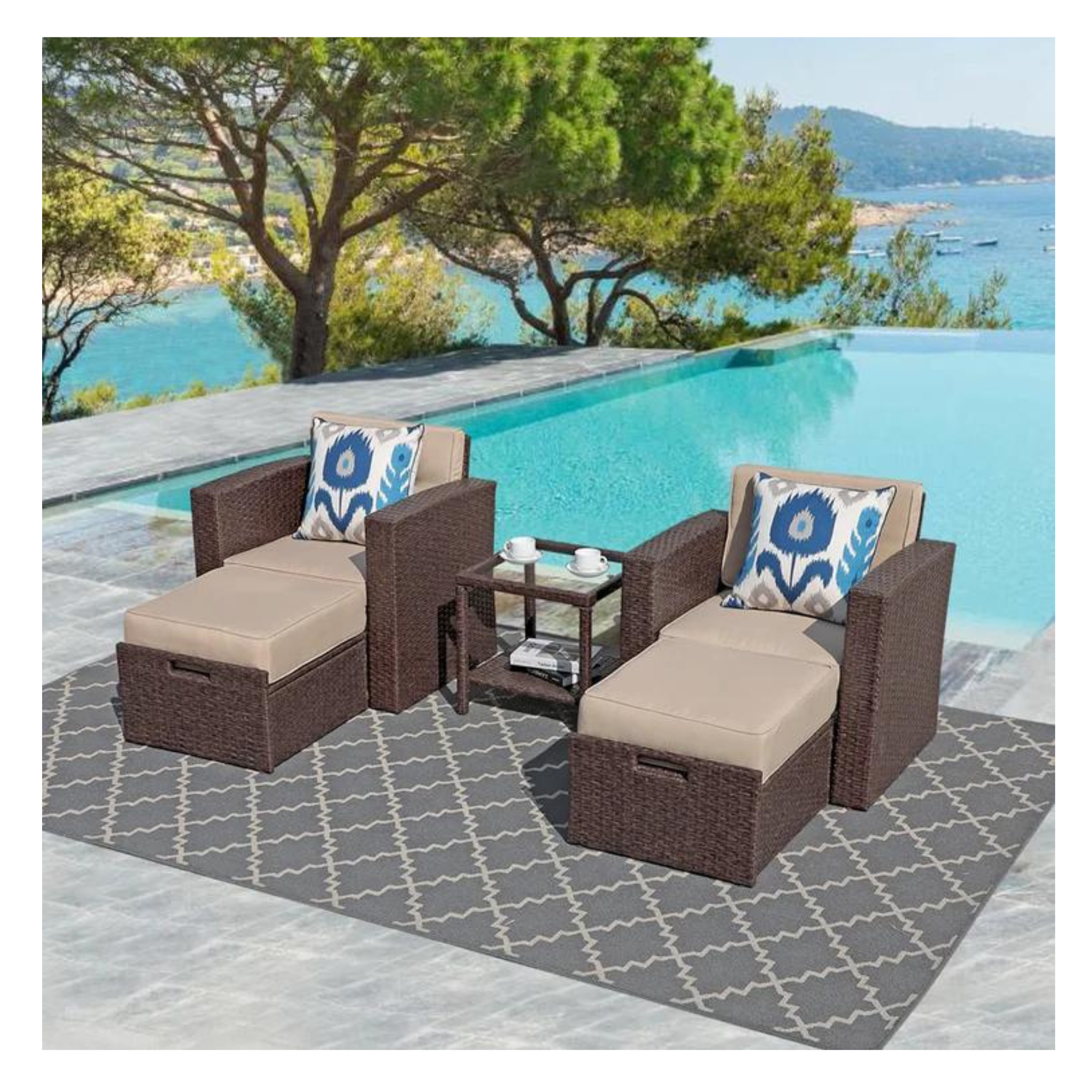 Eutropio 2 Person Outdoor Seating Group with Cushions