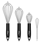 4-Piece Hotec Stainless Steel Whisks Set with Non-slip Handle